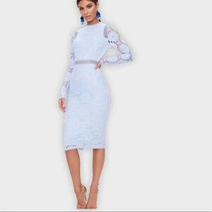 NWOT Pretty Little Thing Light Blue Lace Dress